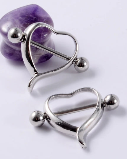 2Pcs Surgical Steel Cone Nipple Piercing Heart Barbell 14G Nipple Shield Charming Nipple Rings For Women Body Piercing Jewelry