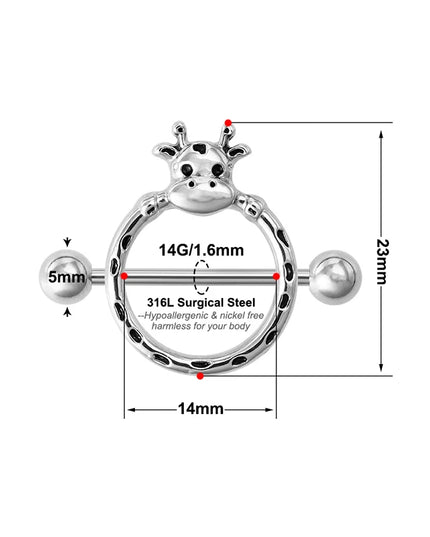 2pcs Stainless Steel Nipple Ring Piercing Barbell Shield Bar 14G Nipple Cover Adult Game for Women Sexy Breast Body Jewelry Gift
