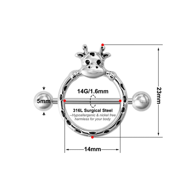 2pcs Stainless Steel Nipple Ring Piercing Barbell Shield Bar 14G Nipple Cover Adult Game for Women Sexy Breast Body Jewelry Gift