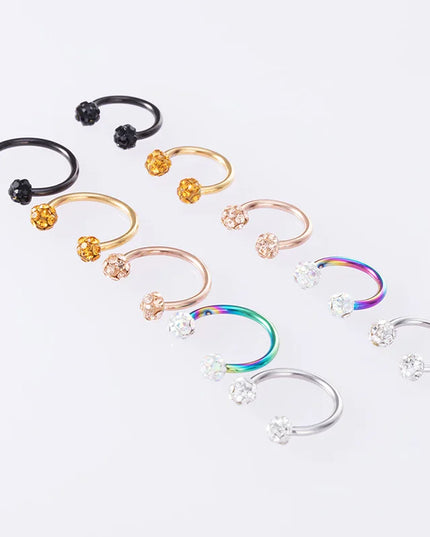 1PC Bling Ferido Nose Septum Rings Horseshoe Piercing Jewelry 16G Cartilage Helix Tragus Earrings Hoop Lip Piercing Retainer 8mm