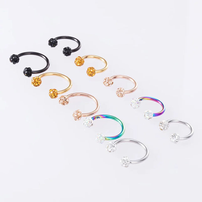 1PC Bling Ferido Nose Septum Rings Horseshoe Piercing Jewelry 16G Cartilage Helix Tragus Earrings Hoop Lip Piercing Retainer 8mm