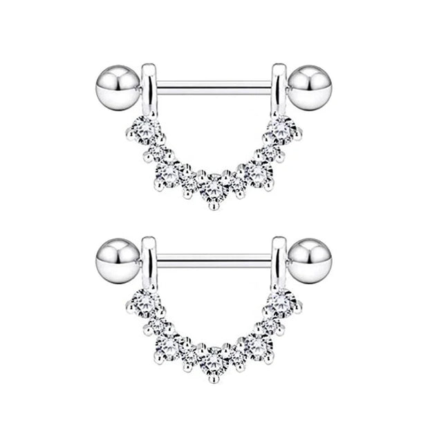 2PCS Heart Rings Nipple Ring Barbell Body Piercing Jewelry Sexy Crystal Gifts Love Hearts Nipple Bar Rings Sheild Drop Ship