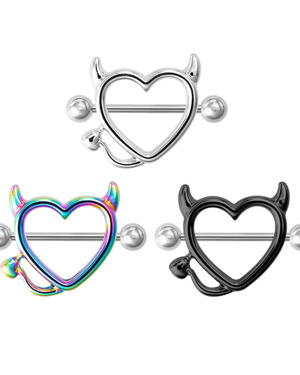 1 Pair 14G Stainless steel Breast Piercing Jewelry Heart Nipple Piercing Bar Nipple Rings Shield Cover Barbell Sexy Piercings