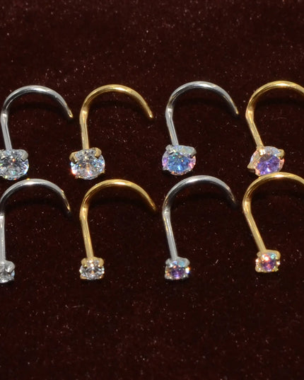 1pcs Stainless Steel Zircon Nose Stud Steptum Ring Nose Studs Hooks Bar Pin Nose Rings Earring Women Body Piercing Jewellery
