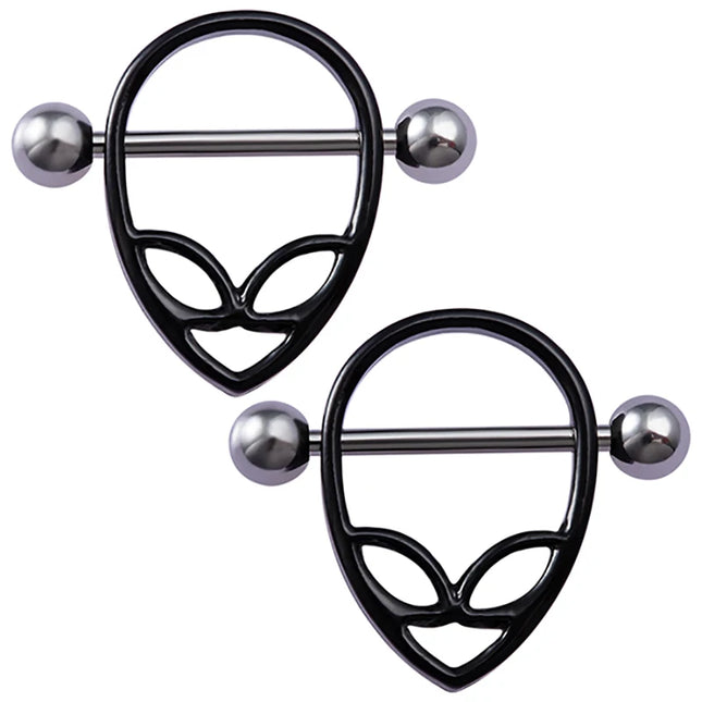 2pcs Stainless Steel Nipple Ring Piercing Barbell Shield Bar 14G Nipple Cover Adult Game for Women Sexy Breast Body Jewelry Gift