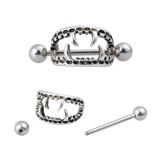 2pcs Stainless Steel Nipple Ring Piercing Barbell Shield Bar 14G Nipple Cover Adult Game for Women Sexy Breast Body Jewelry Gift