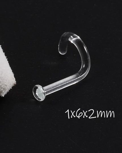 1PC Glass Nose Helix Studs Transparent Straight Curved Nose Ring Prevent Allergy Nariz Tragus Navel Piercing Body Jewelry