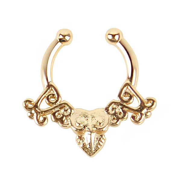 1PCS Stainless Steel Fake Nose Ring Clip On Septum Piercing Faux Hoop Indian Nose Ring Pircing Nariz Punk Body Piercing Jewelry
