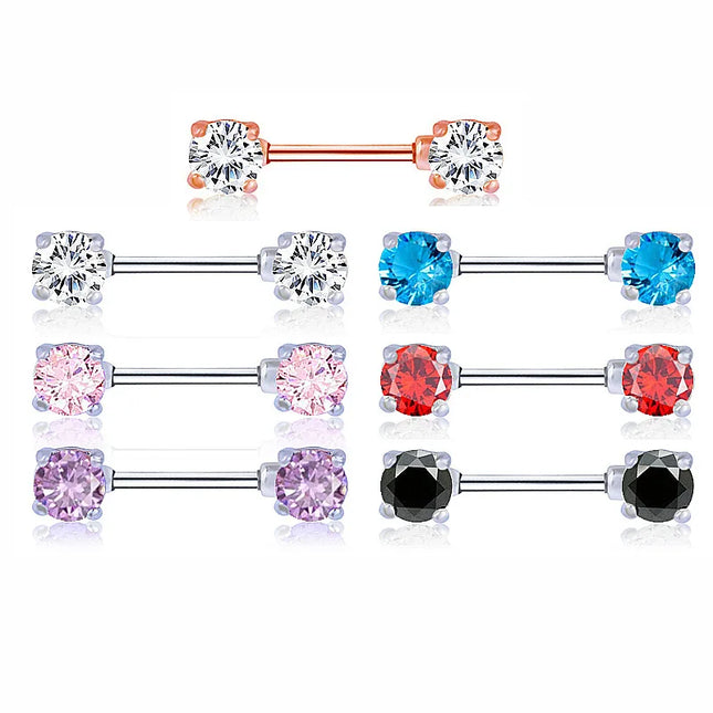 1Pair Stainless Steel Crystal Nipple Piercing Barbell Lot 14Gcharming Opal Nipple Piercing Jewelry Bulk Sexy Nipple Piercing Set