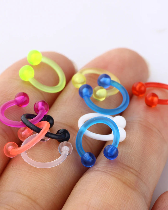 1PCS Colorful Ball Horseshoe Circular Septum Nose Ring Acrylic Nipple Hoops Nose Septum Lip Eyebrow Ear Piercing Body Jewelry