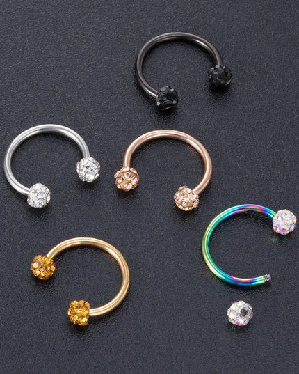 1PC Bling Ferido Nose Septum Rings Horseshoe Piercing Jewelry 16G Cartilage Helix Tragus Earrings Hoop Lip Piercing Retainer 8mm