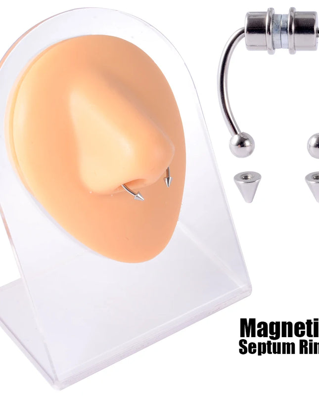 Fake Piercing Nose Ring Non Pierced Magnet Septum Hoop Horseshoe Magnetic Nose Ring Ear Clip Piercing Jewelry