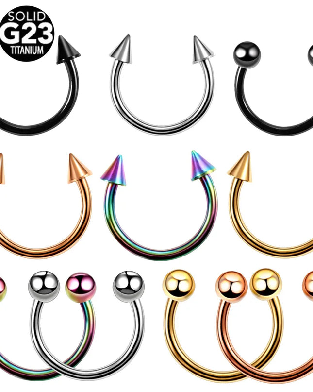 1PC Hot Sale Nose Horseshoe Ring Nose Septum Ring G23 Titanium Circular Piercing Ear Cartilage Tragus Body Jewelry Piercing