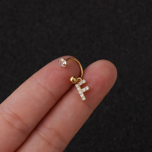 1Pc  English Letter Piercing  Tragus Piercing Jewelry Septo Nose Lip Ear Septum Cartilage Captive Hoop Ring Jewelry Pendientes