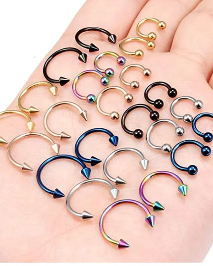 Punk C Shape Steel Nose Ring Horseshoe Lip Ring puncture Hook Clip Earrings Septum  No Allergic Body Piercing Jewelry Nose Rings