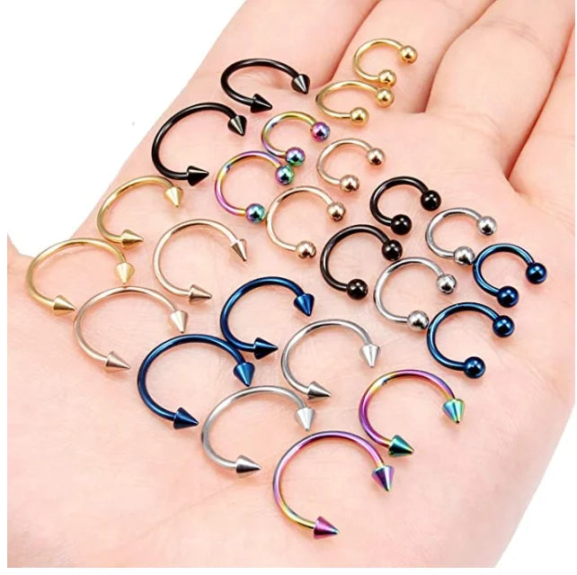 Punk C Shape Steel Nose Ring Horseshoe Lip Ring puncture Hook Clip Earrings Septum  No Allergic Body Piercing Jewelry Nose Rings