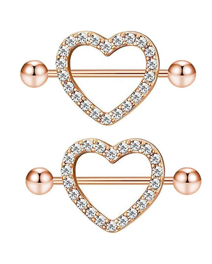 2PCS Heart Rings Nipple Ring Barbell Body Piercing Jewelry Sexy Crystal Gifts Love Hearts Nipple Bar Rings Sheild Drop Ship