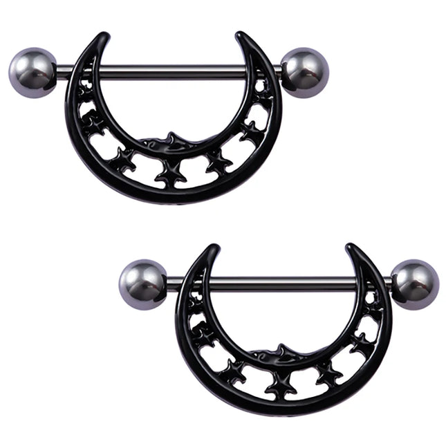 2pcs Stainless Steel Nipple Ring Piercing Barbell Shield Bar 14G Nipple Cover Adult Game for Women Sexy Breast Body Jewelry Gift