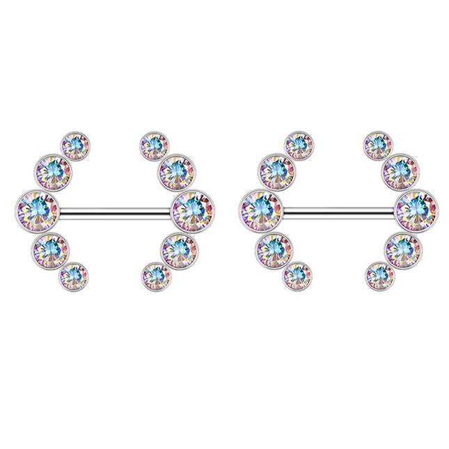 1 Pairs Sexy Heart Nipple Rings CZ Crystal Barbell Nipple Piercing Shield Women Man 316L Steel Body Piercing Jewelry Oreja 14G