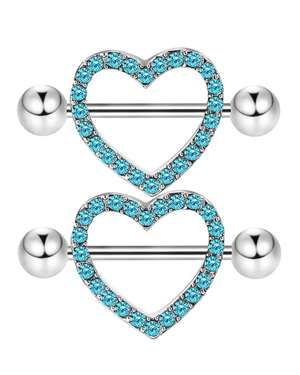 1 Pairs Sexy Heart Nipple Rings CZ Crystal Barbell Nipple Piercing Shield Women Man 316L Steel Body Piercing Jewelry Oreja 14G