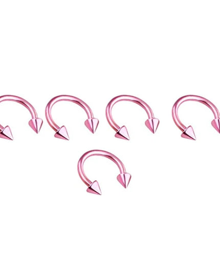5pcs Stainless Steel Nose Hoop Ring Septum Rings Lip Studs Nostril Earrings Circular Tragus Ear Piercing Horseshoe Body Jewelry