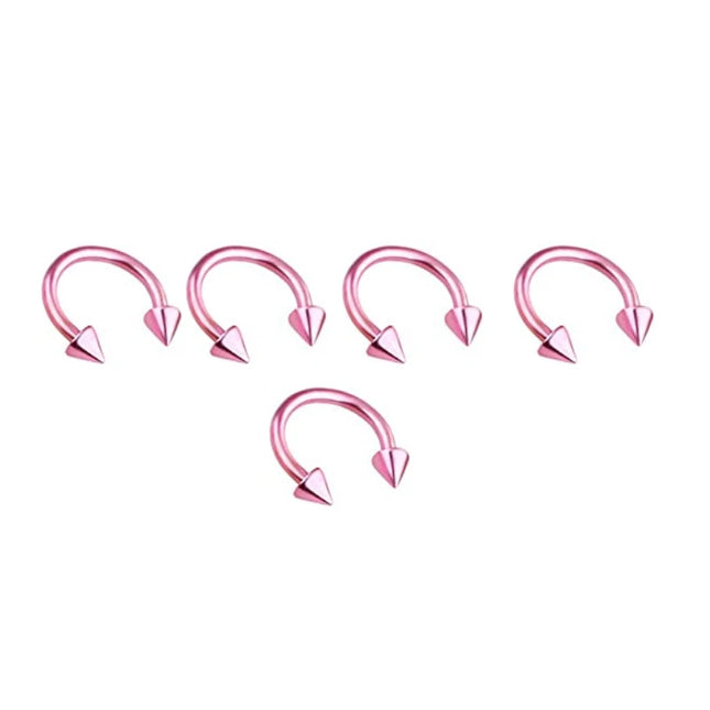5pcs Stainless Steel Nose Hoop Ring Septum Rings Lip Studs Nostril Earrings Circular Tragus Ear Piercing Horseshoe Body Jewelry