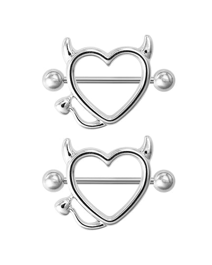1 Pair 14G Stainless steel Breast Piercing Jewelry Heart Nipple Piercing Bar Nipple Rings Shield Cover Barbell Sexy Piercings