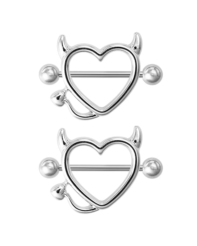 1 Pair 14G Stainless steel Breast Piercing Jewelry Heart Nipple Piercing Bar Nipple Rings Shield Cover Barbell Sexy Piercings