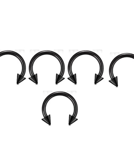 5pcs Stainless Steel Nose Hoop Ring Septum Rings Lip Studs Nostril Earrings Circular Tragus Ear Piercing Horseshoe Body Jewelry