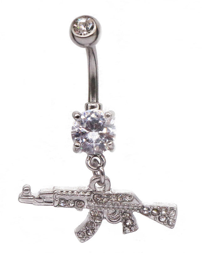 Belly Button rings Gun Dangle navel Ring clear Gem belly button Ring Body piercing Jewelry belly piercing for women