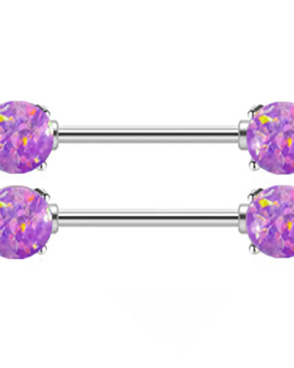 1Pair Stainless Steel Crystal Nipple Piercing Barbell Lot 14Gcharming Opal Nipple Piercing Jewelry Bulk Sexy Nipple Piercing Set