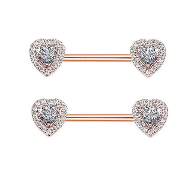 2PCS Heart Rings Nipple Ring Barbell Body Piercing Jewelry Sexy Crystal Gifts Love Hearts Nipple Bar Rings Sheild Drop Ship