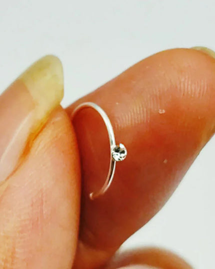 India Nose ring hoop 925 sterling silver thin nose piercing for women men twist zircon cartilage tragus helix hoop earring