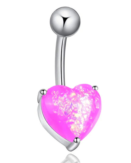 Navel Belly Piercing Button Ring Glitter Love Heart Decor Piercing Navel Nail Sexy for Women Body Jewelry LL@17