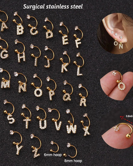 1Pc  English Letter Piercing  Tragus Piercing Jewelry Septo Nose Lip Ear Septum Cartilage Captive Hoop Ring Jewelry Pendientes