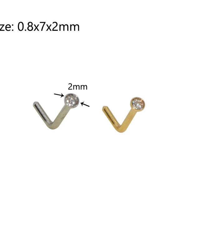 1pcs Stainless Steel Zircon Nose Stud Steptum Ring Nose Studs Hooks Bar Pin Nose Rings Earring Women Body Piercing Jewellery