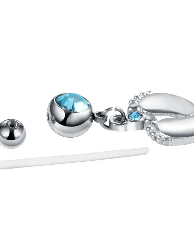 1PC Belly Button Piercing Crystal Ball Butterfly Navel Piercing Stainless Steel Belly Button Ring Cartilage Earring Jewelry