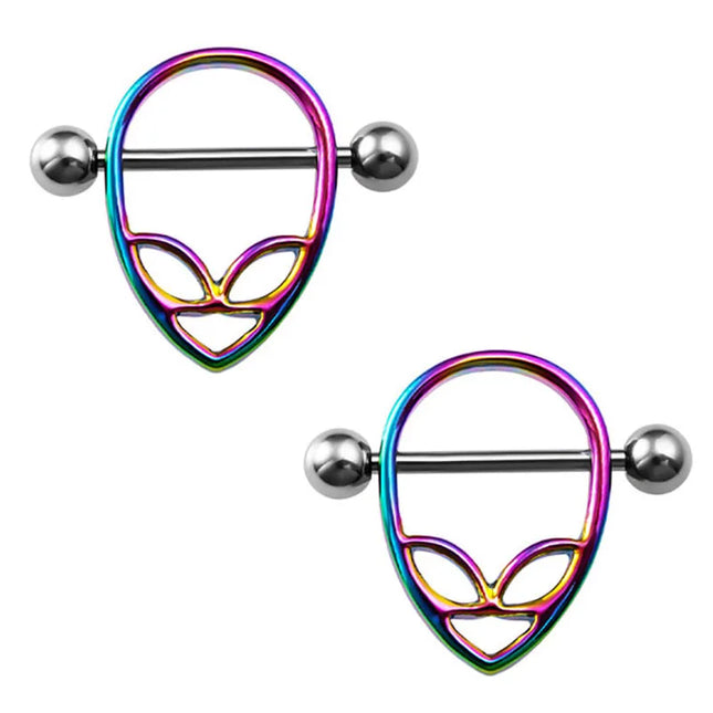 2pcs Stainless Steel Nipple Ring Piercing Barbell Shield Bar 14G Nipple Cover Adult Game for Women Sexy Breast Body Jewelry Gift