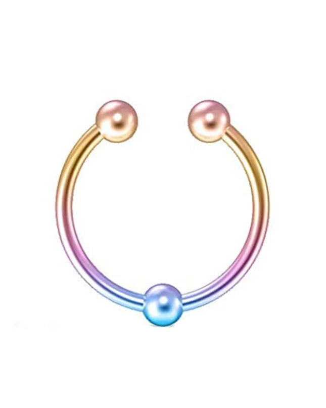 Fake Nose Septum Rings Faux Fake False Imitate Nose Rings Clip Horseshoe Hoop Ring Stainless Steel Body Non Piercing Jewelry