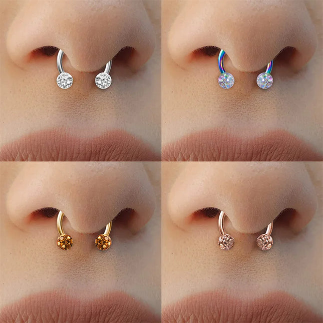 1PC Bling Ferido Nose Septum Rings Horseshoe Piercing Jewelry 16G Cartilage Helix Tragus Earrings Hoop Lip Piercing Retainer 8mm