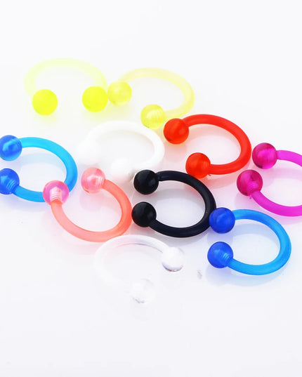 1PCS Colorful Ball Horseshoe Circular Septum Nose Ring Acrylic Nipple Hoops Nose Septum Lip Eyebrow Ear Piercing Body Jewelry
