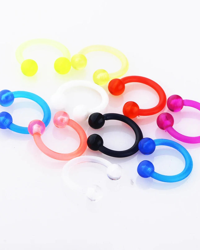 1PCS Colorful Ball Horseshoe Circular Septum Nose Ring Acrylic Nipple Hoops Nose Septum Lip Eyebrow Ear Piercing Body Jewelry