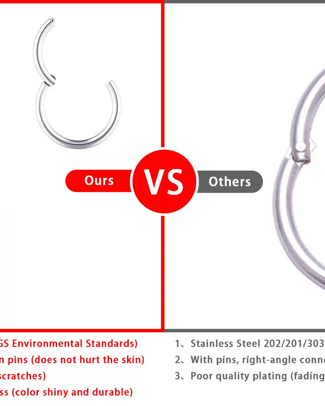 G23 Titanium Nose Rings Mixed Color Body Clips Hoop For Women Men Cartilage Piercing Jewelry Segment Lip Ear L Ring Hoop