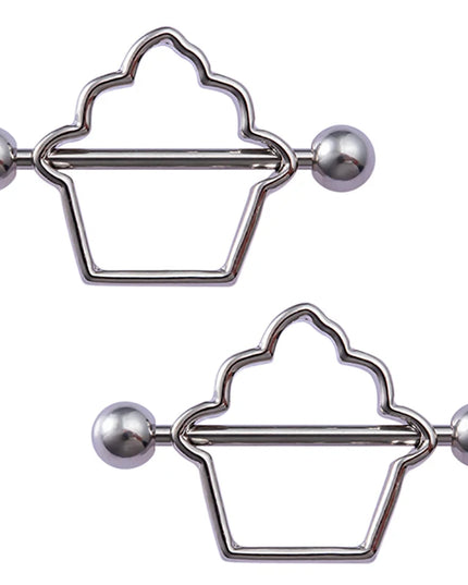 2pcs Stainless Steel Nipple Ring Piercing Barbell Shield Bar 14G Nipple Cover Adult Game for Women Sexy Breast Body Jewelry Gift