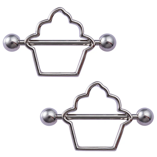 2pcs Stainless Steel Nipple Ring Piercing Barbell Shield Bar 14G Nipple Cover Adult Game for Women Sexy Breast Body Jewelry Gift