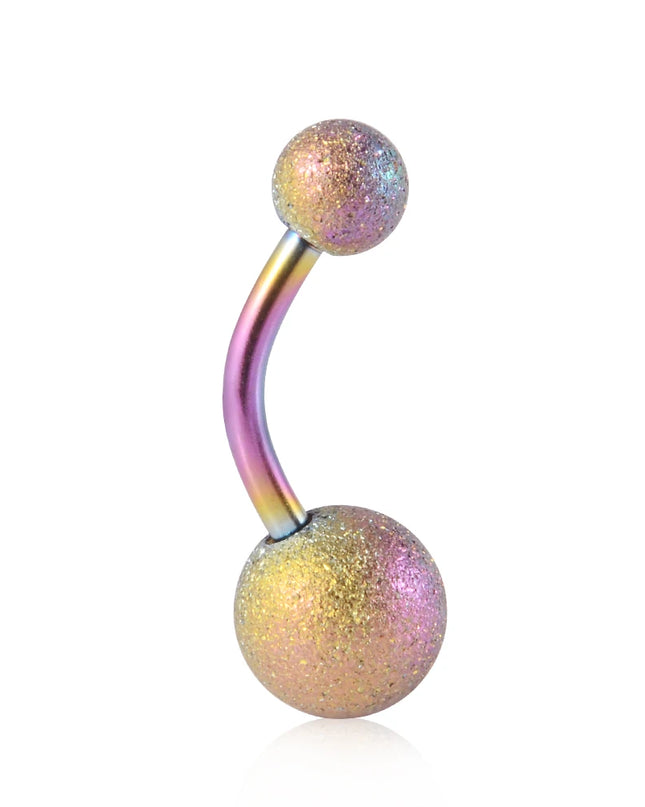 1Piece Surgical Steel Anodized Belly Button Rings Matte Balls Navel Studs Banana  Curved Barbell Body Piercing Jewelry 14g