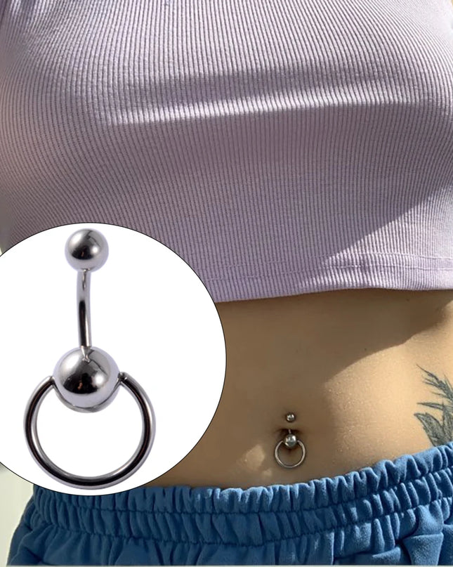 1Piece Surgical Steel Anodized Belly Button Rings Matte Balls Navel Studs Banana  Curved Barbell Body Piercing Jewelry 14g