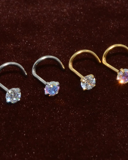 1pcs Stainless Steel Zircon Nose Stud Steptum Ring Nose Studs Hooks Bar Pin Nose Rings Earring Women Body Piercing Jewellery