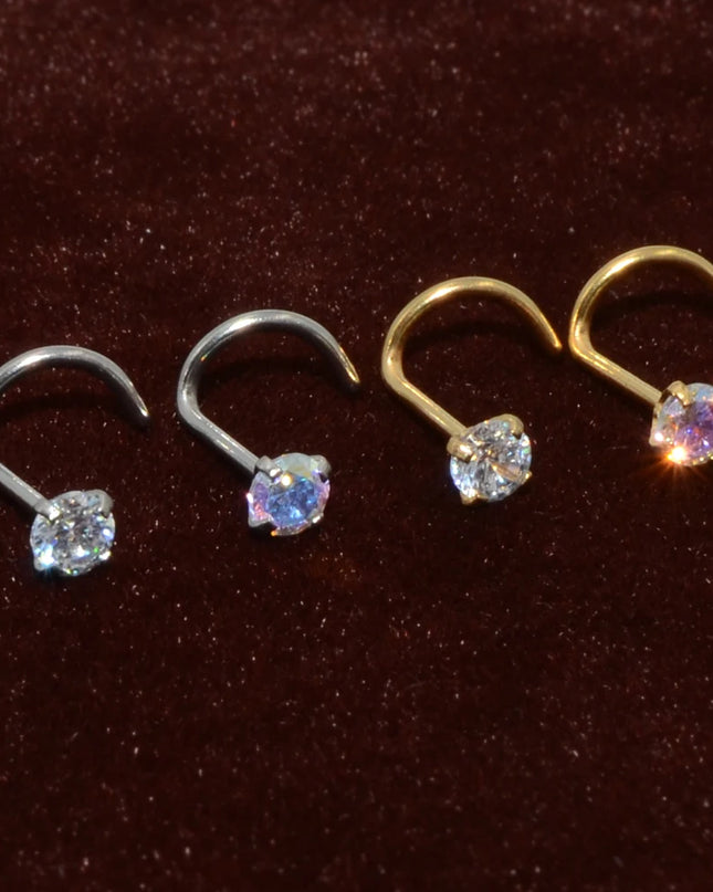 1pcs Stainless Steel Zircon Nose Stud Steptum Ring Nose Studs Hooks Bar Pin Nose Rings Earring Women Body Piercing Jewellery