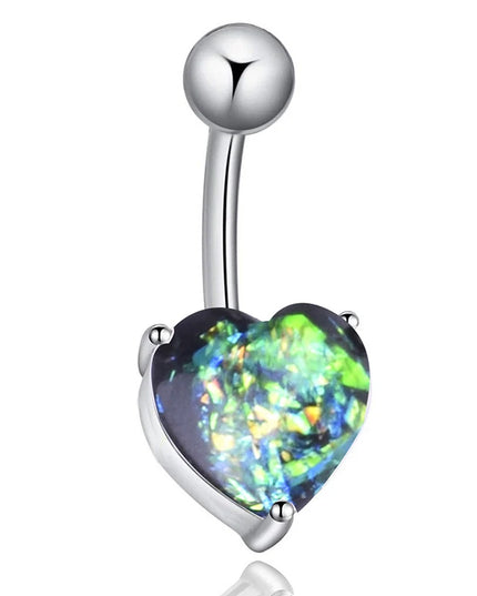 Navel Belly Piercing Button Ring Glitter Love Heart Decor Piercing Navel Nail Sexy for Women Body Jewelry LL@17